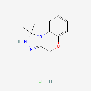 molecular formula C11H14ClN3O B1522206 3,3-Dimethyl-8-oxa-2,4,5-triazatricyclo[7.4.0.0^{2,6}]trideca-1(9),5,10,12-tetraene hydrochloride CAS No. 1208675-89-1