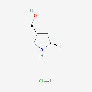 molecular formula C6H14ClNO B15222068 Rel-((3R,5S)-5-methylpyrrolidin-3-yl)methanol hydrochloride 