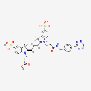 1-(3-((4-(1,2,4,5-Tetrazin-3-yl)benzyl)amino)-3-oxopropyl)-2-(3-(1-(2-carboxyethyl)-3,3-dimethyl-5-sulfoindolin-2-ylidene)prop-1-en-1-yl)-3,3-dimethyl-3H-indol-1-ium-5-sulfonate