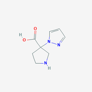 molecular formula C8H11N3O2 B15222088 3-(1H-Pyrazol-1-yl)pyrrolidine-3-carboxylic acid 