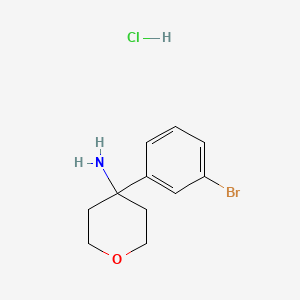 molecular formula C11H15BrClNO B1522213 4-(3-溴苯基)氧杂-4-胺盐酸盐 CAS No. 1209242-66-9