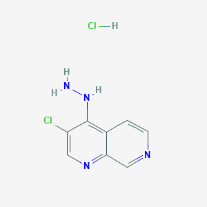 molecular formula C8H8Cl2N4 B15222145 3-Chloro-4-hydrazinyl-1,7-naphthyridine hydrochloride 