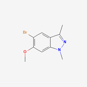 molecular formula C10H11BrN2O B15222184 5-Bromo-6-methoxy-1,3-dimethyl-1H-indazole 