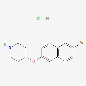 molecular formula C15H17BrClNO B1522221 4-[(6-Bromo-2-naphthyl)oxy]piperidine hydrochloride CAS No. 1185301-60-3