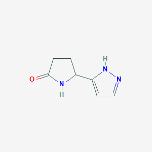 molecular formula C7H9N3O B15222261 5-(1H-Pyrazol-3-yl)pyrrolidin-2-one 