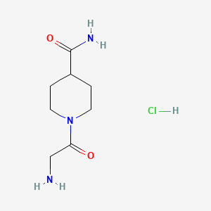 molecular formula C8H16ClN3O2 B1522231 1-(2-Aminoacetyl)piperidine-4-carboxamide hydrochloride CAS No. 1210438-52-0