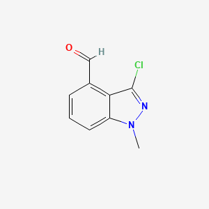 molecular formula C9H7ClN2O B15222357 3-Chloro-1-methyl-1H-indazole-4-carbaldehyde 