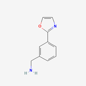 molecular formula C10H10N2O B15222455 Benzenemethanamine, 3-(2-oxazolyl)- 