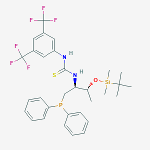 molecular formula C31H37F6N2OPSSi B15222504 1-(3,5-Bis(trifluoromethyl)phenyl)-3-((2S,3R)-3-((tert-butyldimethylsilyl)oxy)-1-(diphenylphosphanyl)butan-2-yl)thiourea 