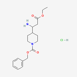 molecular formula C18H27ClN2O4 B1522253 3-Amino-3-(4'-cbz)piperidine-propionic acid ethyl ester hcl CAS No. 1159826-30-8