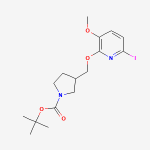 molecular formula C16H23IN2O4 B1522256 Tert-butyl 3-((6-iodo-3-methoxypyridin-2-yloxy)-methyl)pyrrolidine-1-carboxylate CAS No. 1186311-18-1