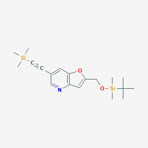 molecular formula C19H29NO2Si2 B1522257 2-((tert-Butyldimethylsilyloxy)methyl)-6-((trimethylsilyl)ethynyl)furo[3,2-b]pyridine CAS No. 1171920-57-2