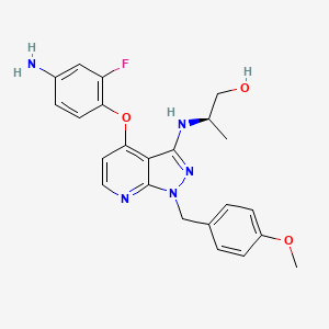 molecular formula C23H24FN5O3 B15222572 (R)-2-((4-(4-Amino-2-fluorophenoxy)-1-(4-methoxybenzyl)-1H-pyrazolo[3,4-b]pyridin-3-yl)amino)propan-1-ol 