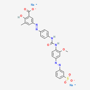 Benzoic acid, 2-hydroxy-5-[[4-[[[[2-methoxy-4-[(3-sulfophenyl)azo]phenyl]amino]carbonyl]amino]phenyl]azo]-3-methyl-, disodium salt