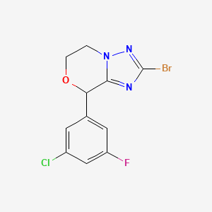 molecular formula C11H8BrClFN3O B15222787 2-Bromo-8-(3-chloro-5-fluorophenyl)-5,6-dihydro-8H-[1,2,4]triazolo[5,1-c][1,4]oxazine 