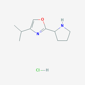 molecular formula C10H17ClN2O B15223011 4-Isopropyl-2-(pyrrolidin-2-yl)oxazole hydrochloride 