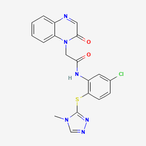 molecular formula C19H15ClN6O2S B15223048 N-(5-Chloro-2-((4-methyl-4H-1,2,4-triazol-3-yl)thio)phenyl)-2-(2-oxoquinoxalin-1(2H)-yl)acetamide 