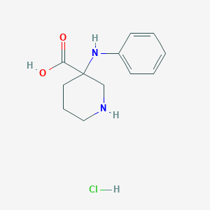 molecular formula C12H17ClN2O2 B15223063 3-(Phenylamino)piperidine-3-carboxylic acid hydrochloride 