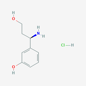 molecular formula C9H14ClNO2 B1522308 (R)-3-(1-Amino-3-hydroxy-propyl)-phenol hydrochloride CAS No. 1213884-00-4