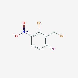 molecular formula C7H4Br2FNO2 B15223229 2-Bromo-3-(bromomethyl)-4-fluoro-1-nitrobenzene 