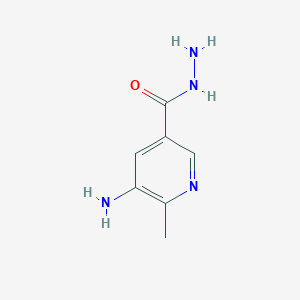 molecular formula C7H10N4O B15223235 5-Amino-6-methylnicotinohydrazide 