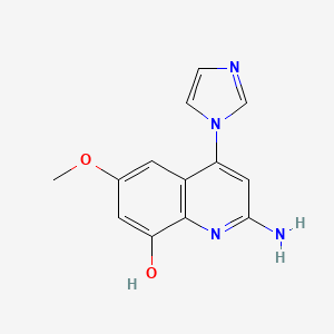 molecular formula C13H12N4O2 B15223249 2-Amino-4-(1H-imidazol-1-yl)-6-methoxyquinolin-8-ol 