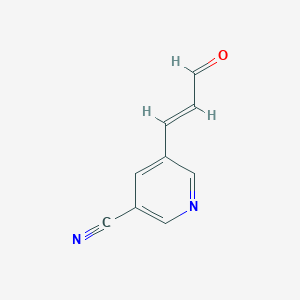 molecular formula C9H6N2O B15223289 (E)-5-(3-Oxoprop-1-en-1-yl)nicotinonitrile 