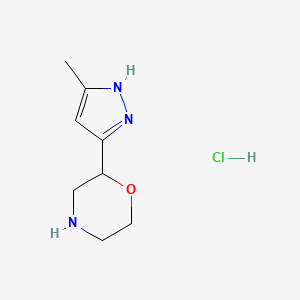 molecular formula C8H14ClN3O B15223319 2-(5-Methyl-1H-pyrazol-3-yl)morpholine hydrochloride 