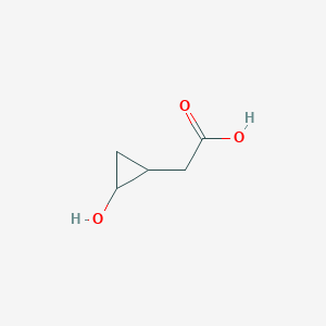 molecular formula C5H8O3 B15223438 2-(2-Hydroxycyclopropyl)acetic acid 