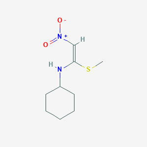 molecular formula C9H16N2O2S B15223509 (E)-N-(1-(Methylthio)-2-nitrovinyl)cyclohexanamine 