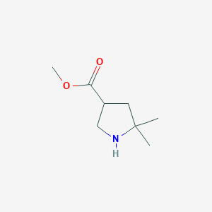 molecular formula C8H15NO2 B15223549 Methyl 5,5-dimethylpyrrolidine-3-carboxylate 