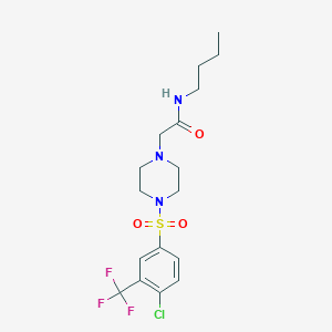 molecular formula C17H23ClF3N3O3S B15223603 N-Butyl-2-(4-((4-chloro-3-(trifluoromethyl)phenyl)sulfonyl)piperazin-1-yl)acetamide 