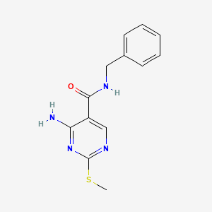 molecular formula C13H14N4OS B1522362 4-amino-N-benzyl-2-(methylthio)pyrimidine-5-carboxamide CAS No. 1261007-62-8