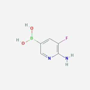 molecular formula C5H6BFN2O2 B15223625 (6-Amino-5-fluoropyridin-3-yl)boronic acid 