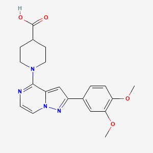 1-[2-(3,4-Dimethoxyphenyl)pyrazolo[1,5-a]pyrazin-4-yl]piperidine-4-carboxylic acid