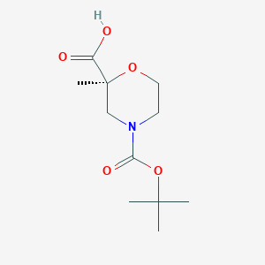 molecular formula C11H19NO5 B15223791 (S)-4-(tert-Butoxycarbonyl)-2-methylmorpholine-2-carboxylic acid 