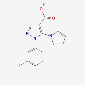 molecular formula C16H15N3O2 B1522383 1-(3,4-dimethylphenyl)-5-(1H-pyrrol-1-yl)-1H-pyrazole-4-carboxylic acid CAS No. 1260950-82-0