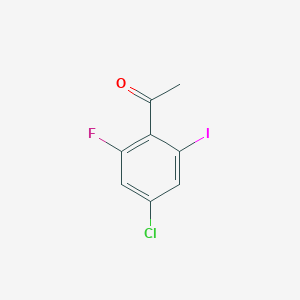 molecular formula C8H5ClFIO B15223838 1-(4-Chloro-2-fluoro-6-iodophenyl)ethan-1-one 