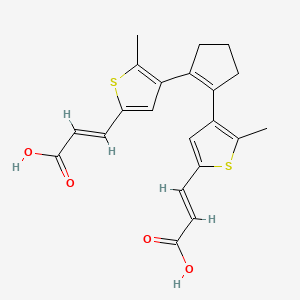 molecular formula C21H20O4S2 B15223897 3,3'-(Cyclopent-1-ene-1,2-diylbis(5-methylthiophene-4,2-diyl))diacrylic acid 