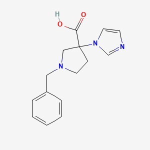 molecular formula C15H17N3O2 B15223937 1-Benzyl-3-(1H-imidazol-1-yl)pyrrolidine-3-carboxylic acid 