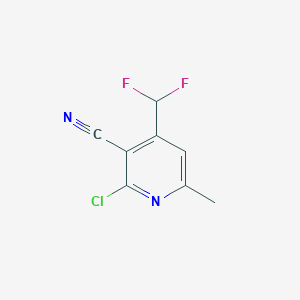 molecular formula C8H5ClF2N2 B15223986 2-Chloro-4-(difluoromethyl)-6-methylnicotinonitrile CAS No. 1271473-78-9