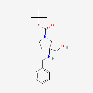 molecular formula C17H26N2O3 B15224036 tert-Butyl 3-(benzylamino)-3-(hydroxymethyl)pyrrolidine-1-carboxylate 