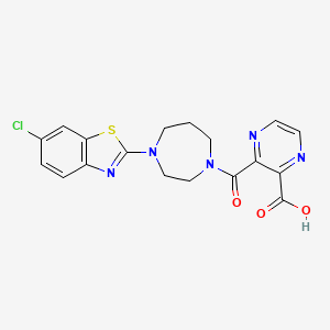 molecular formula C18H16ClN5O3S B15224074 3-(4-(6-Chlorobenzo[d]thiazol-2-yl)-1,4-diazepane-1-carbonyl)pyrazine-2-carboxylic acid 