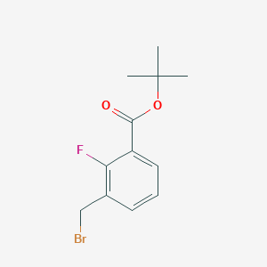 molecular formula C12H14BrFO2 B15224094 tert-Butyl 3-(bromomethyl)-2-fluorobenzoate 