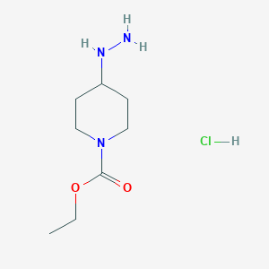 molecular formula C8H18ClN3O2 B15224101 Ethyl 4-hydrazinylpiperidine-1-carboxylate hydrochloride 