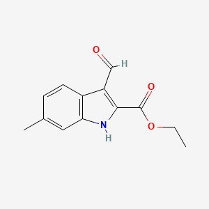 molecular formula C13H13NO3 B15224158 Ethyl 3-formyl-6-methyl-1H-indole-2-carboxylate 