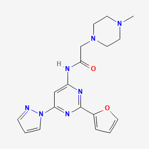 molecular formula C18H21N7O2 B15224179 N-(2-(furan-2-yl)-6-(1H-pyrazol-1-yl)pyrimidin-4-yl)-2-(4-methylpiperazin-1-yl)acetamide 