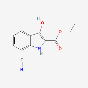 molecular formula C12H10N2O3 B15224234 Ethyl 7-cyano-3-hydroxy-1H-indole-2-carboxylate 