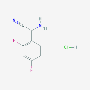 molecular formula C8H7ClF2N2 B15224320 2-Amino-2-(2,4-difluorophenyl)acetonitrile hydrochloride 