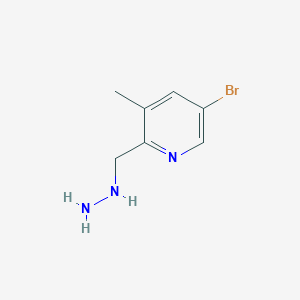 molecular formula C7H10BrN3 B15224409 5-Bromo-2-(hydrazinylmethyl)-3-methylpyridine 